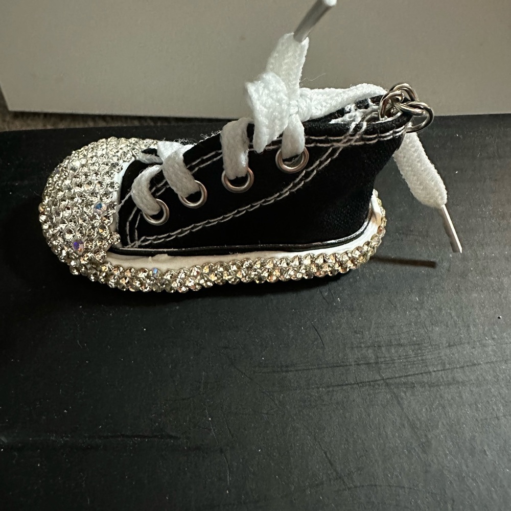 Rhinestone Black Sneaker Keychain